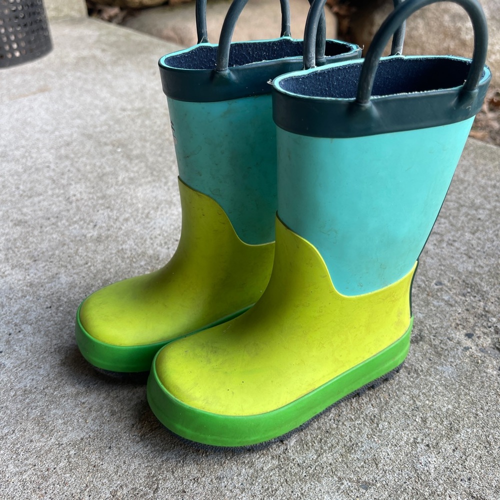 Kids Green and Blue Rain Boots